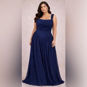 Elegant Navy Blue Evening Gown